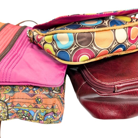 4 Crossbody Purse Bundle - Dooney Relic Sakroots Lily Bloom Floral Pink Red - Picture 5 of 16